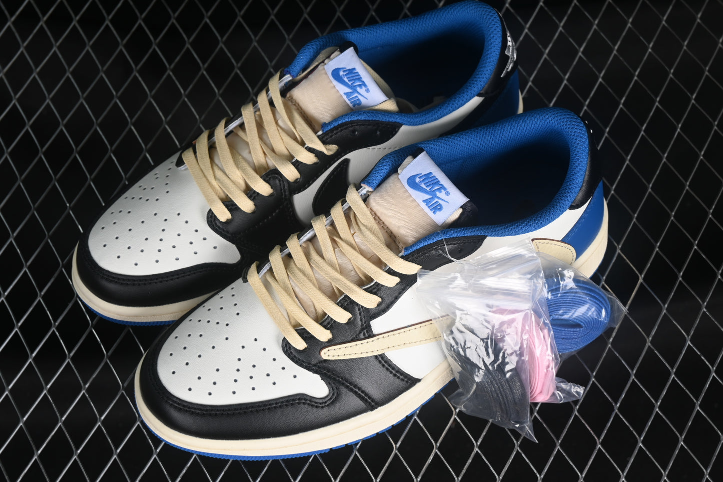 Air Jordan 1 Retro Low x Fragment Design x Travis Scott x ‘Sail Black Military Blue’